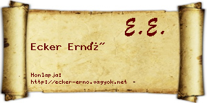 Ecker Ernő névjegykártya